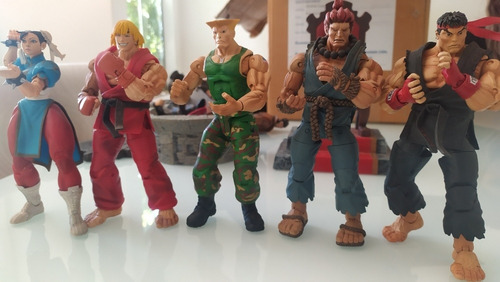 Bonecos Street Fighter, Ken, Ryu, Guile, Akuma E Chun-li. (Usado)