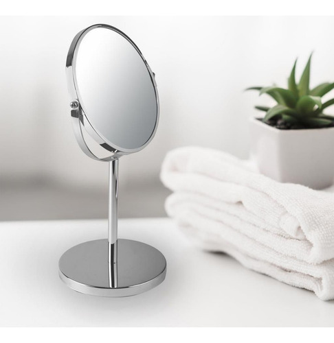 Espelho Grande 23 Cm Maquiagem De Mesa Dupla Face Aumenta2x