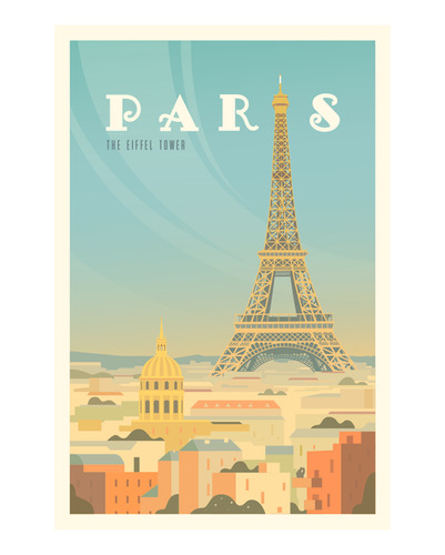 Poster Papel Fotografico Paris Torre Eiffel Vector 45x30