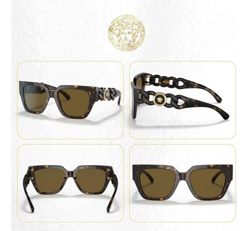 Versace Ve4409f Gafas De Sol Cuadradas Para Mujer + Paquete