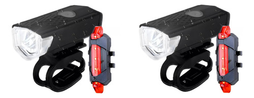 Pack 4 Luces Led Bicicleta Trasera Y Delantera Recargables