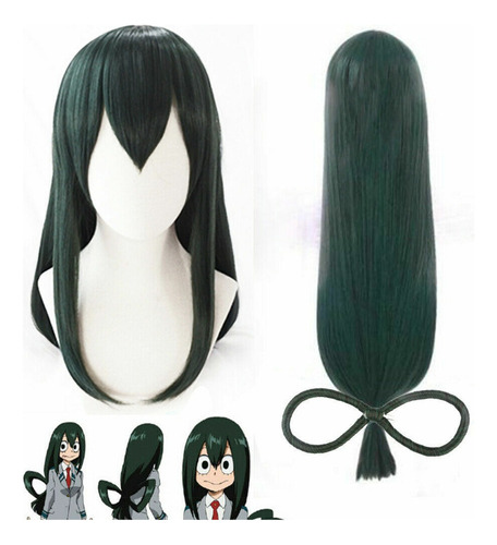 My Hero Academia Asui Tsuyu Cosplay Peluca Largo Pelo 110cm