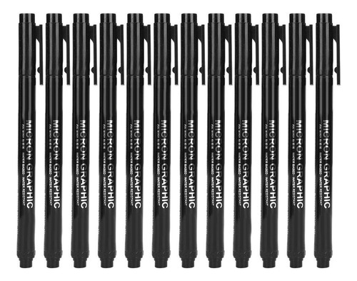 Rotulador De Punta Fina, 12 Unidades, Tinta Negra, Impermeab