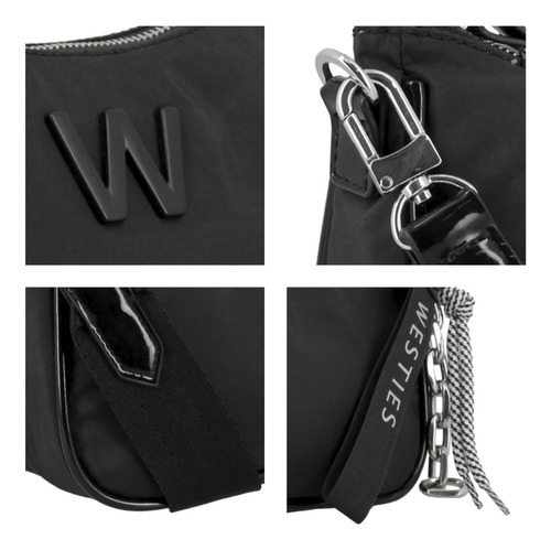 Bolsa Cross Body Para Mujer Westies Negro Hbjorgeouswe Acabado de los herrajes Níquel Diseño de la tela Liso