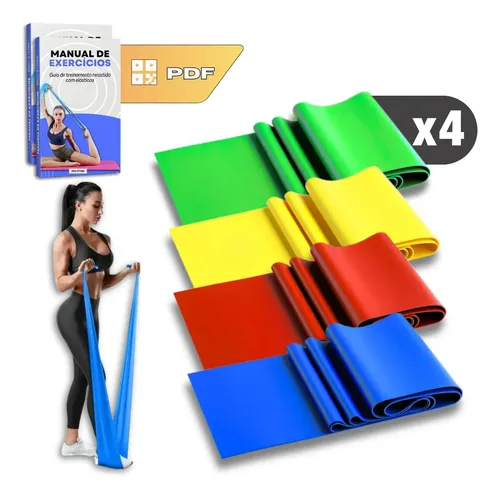 Kit 4 Faixa Elástica Thera Band Exercício Fisioterapia Yoga Faixa...