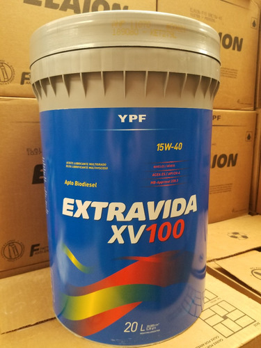 Imagen 2 de 3 de Ypf Extra Vida Xv 100 Sae 15w40 X 20 L Api Ch-4