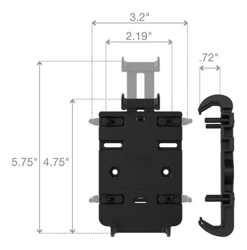 Imagen 5 de 6 de Porta Celular Ram Mounts Quick Grip Chico