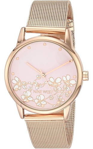 Reloj Para Muñeca Nine West, Metal, 35 Mm, Rosa Dorado