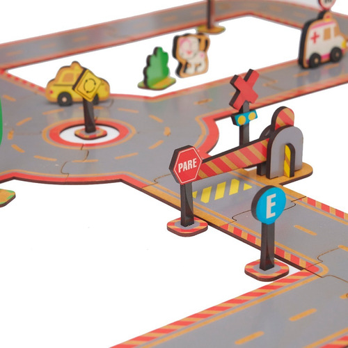 Imagen 1 de 10 de Juego Caminos Ciudad Madera Construccion Didactico Niños