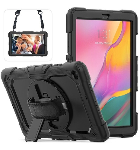 Funda Uso Rudo Correa Galaxy Tab A 10.1 2019 Sm-t510 T515 Color Negro