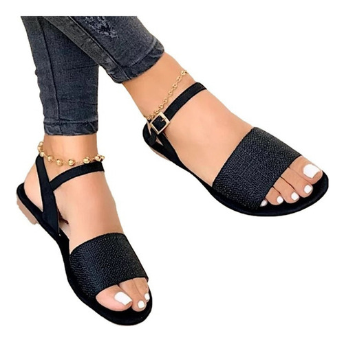 Sandalias Plana Talla Grande Con Hebilla - Verano Mujer