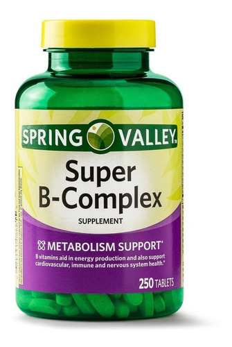 Complejo B + Vitamina B1 B2 B6 B12 Acido Folico 250 Caps Sabor Sin sabor