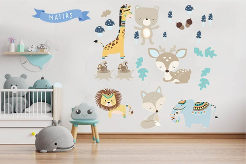 Vinilo Decorativo Mural Infantil Animales Nordicos 