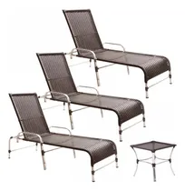 Comprar 3 Espreguiçadeiras Catar E Mesa Piscina Jardim Regulagem Cor Tabaco