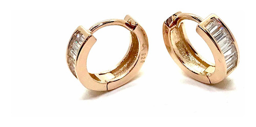 Imagen 2 de 6 de Argolla De Plata Rose Con Piedras Cubics Color Blanca