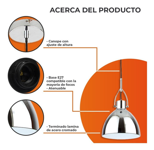 Lampara Colgante Cromado 15w Tecnolite Ctl-8215/cr