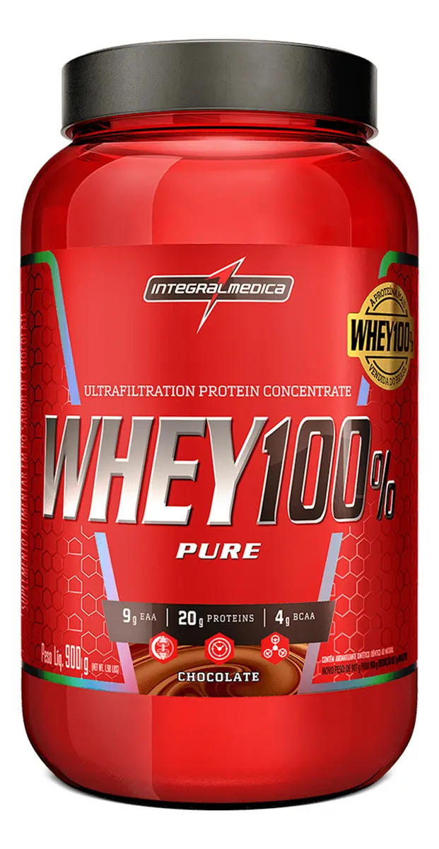 Whey 100% Pure Chocolate 900g Pote - Nutrição Completa para Recuperação e Crescimento Muscular