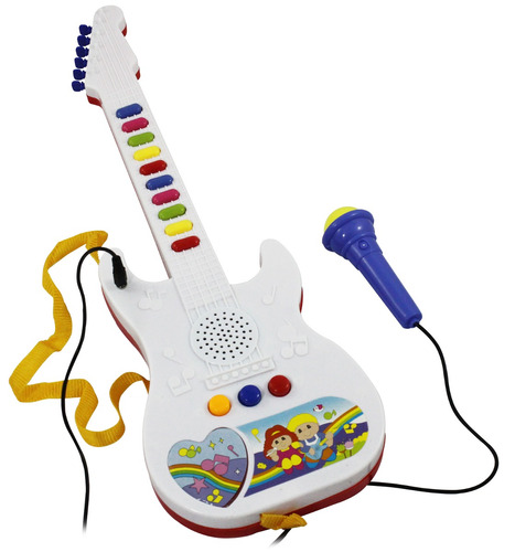Guitarra Infantil Microfone Emite Sons Musicas Deixa Cantar