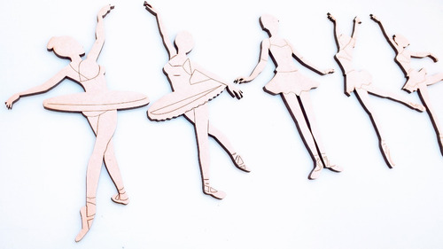 Souvenir Aplique Bailarinas Kit X 5 - Mdf / Fibrofacil