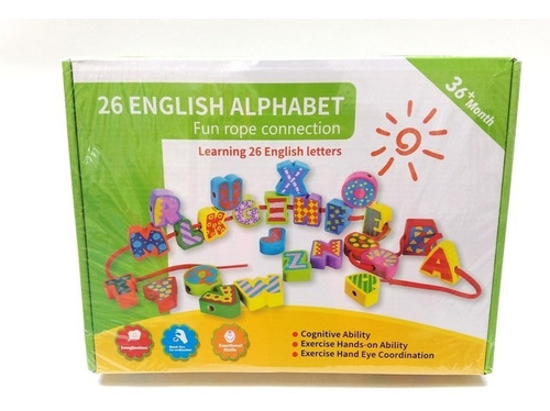 Alfabeto De Madeira Com 26 Letras Coloridas Educativo