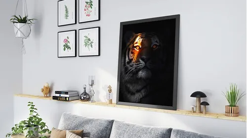 Marco decorativo para Tumblr con fondo negro, animales tigre