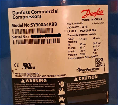 Compresor Scroll Danfoss 25 Ton Ph3 460 Volt Nuevo !!!