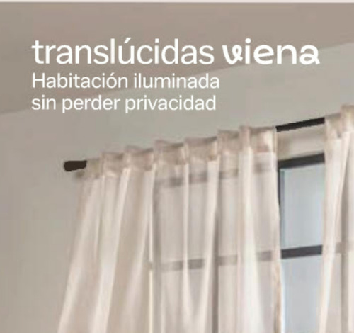 Juego De 2 Cortinas Translucidas Viena Beige Vianney Textura Voile Largas 2.30m