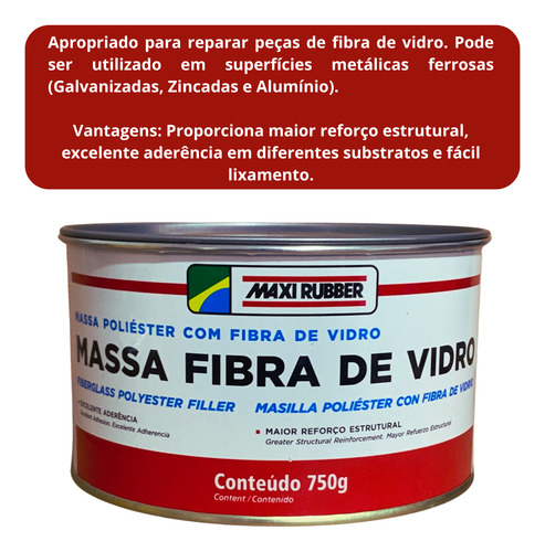 Limpeza Massa Poliester Com Fibra De Vidro 750g Maxi Rubber
