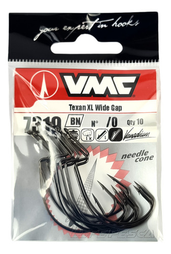 Anzol Vmc Wide Gap Texan Xl Black Nº 4/0 - 10 Unidades