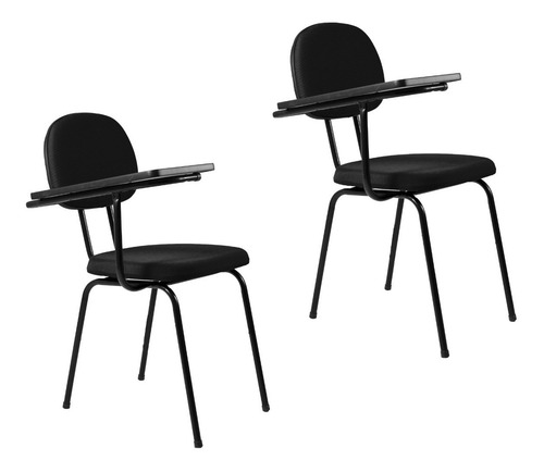 Kit Com 2 Cadeiras Universitárias Secretaria S/ Porta Livros