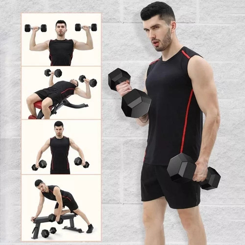 Mancuernas De Caucho Gym 10 Kilos Total Hexagonal Importadas