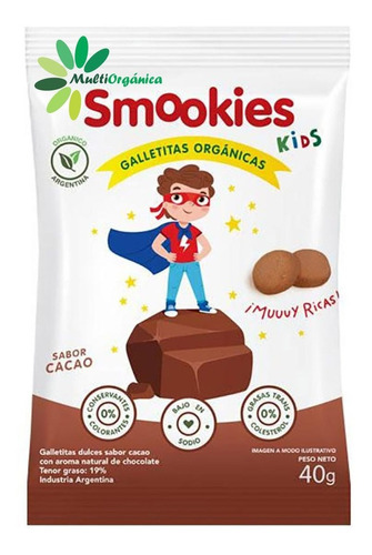 Galletitas Smookies Kids Cacao Y Trigo 40 Gr