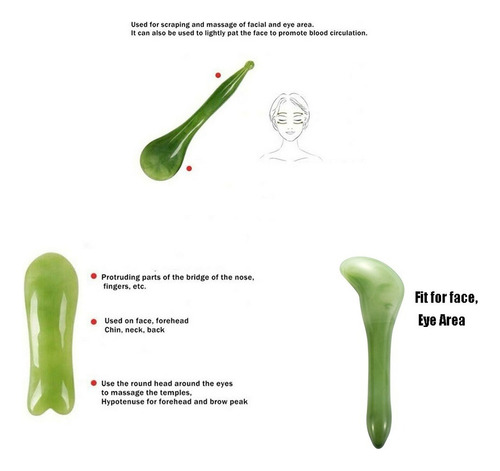 Kit 7 Platos De Masaje Gua Sha Piedra Natural Jade