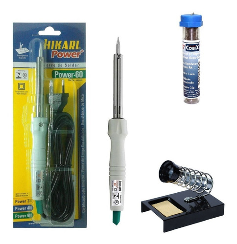 Imagem 1 de 5 de Ferro Solda Hikari Power 60 127 Ou 220 +estanho 25g +suporte