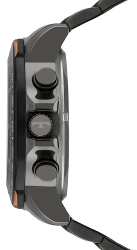 Relógio Technos Masculino Digitech BJ4130AC/1P Grafite Anadigi Cronógrafo Aço Inoxidável 10 ATM Original Pulseira de Aço Caixa Grande 49mm Resistente à Água Digital e Analógico