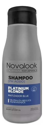 Matizador Shampoo 800 Ml Blue Novalook Platinium Blonde Azul