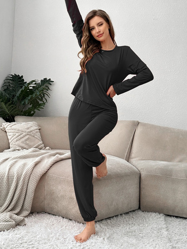 Conjunto De Pijama De Manga Larga Con Pantalones Deportivos