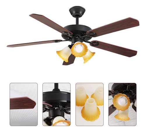 Ventilador Techo 5 Aspas Madera 6 Velocidades 52 Diámetro