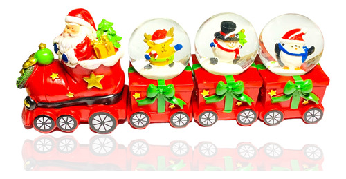 Figura Tren Navidad Con Esfera Santa Claus 4 Piezas