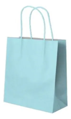 comprar Bolsa De Papel Kraft De Colores 10 Unidades Por Pack C\u002F Asas Color Celeste Pastel