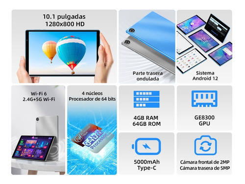 Tablet Teclast P25t 10.1 Hd 4gb+64gb Memoria Ram Android 12