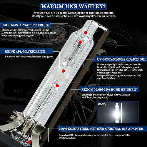 Par Ampolletas Focos D1s Hid Led Xenón Faros Kits 8000k 35w