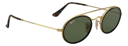 Anteojos de sol Ray-Ban I-Shape Oval Double Bridge talle Extra large armazón polished gold y lente green