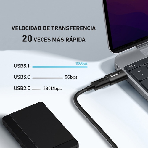 Baseus Convertidor Usb Tipo C A Usb A 3.1 Velocidad 10gbps
