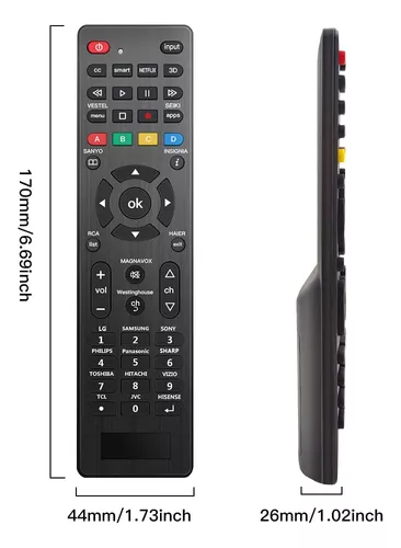 Mando a distancia universal de TV para LG, Samsung, TCL, Philips, Vizio,  Sharp, Sony, Panasonic, Sanyo, Insignia, Toshiba y otras marcas LCD LED 3D