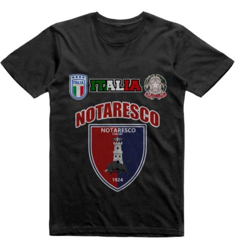Remera Algodon Negra Notaresco Calcio Italia