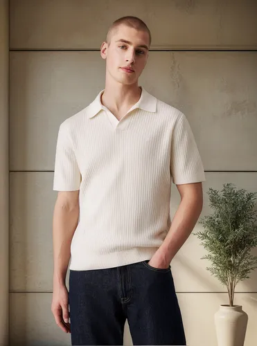 Sweater Linear Ss Polo Sweater Blanco Calvin Klein