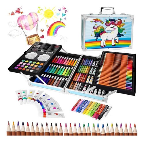 Set De Arte Para Niños Marcadores Crayolas Acuarelas Colores