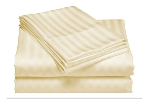 Juego de sábanas Pimacol Supersoft Hotelera 6732 color beige con diseño rayado hilos 600 para colchón de 190cm x 140cm x 28cm