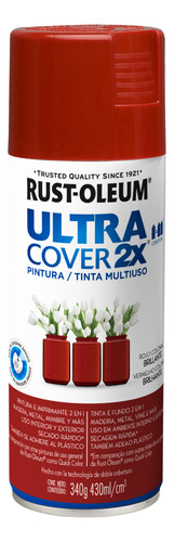 Pintura Aerosol Ultra Cover Colores 340 Ml Rust Oleum Rex Color Rojo Colonial Brillante